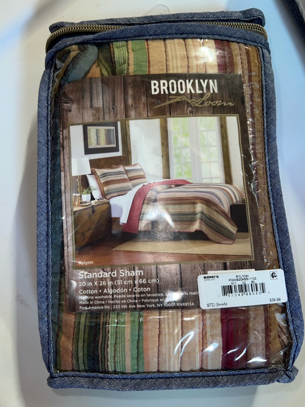Brooklyn Loom Rylynn  Multistripe Cotton Standard Sham in Earth Tones